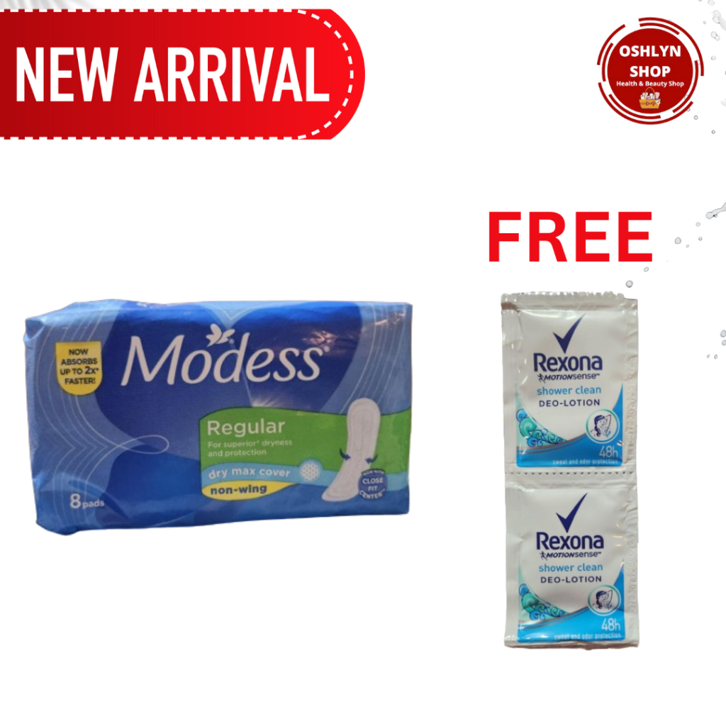 Modess Cottony Soft Regular Wing (8 pads) + 2 Rexona Deo-lotion FREE ...