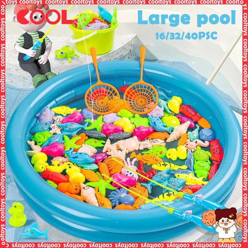 40PCS Fishing Toys For Kids Magnetic Fishing Game Rod Fish Hook Kid's  Inflatable Pool Gift For Kids