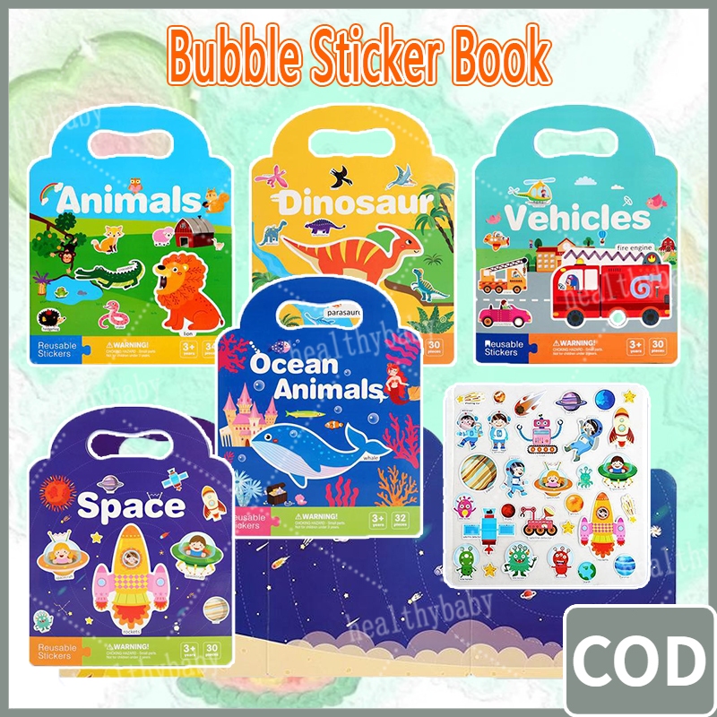 Toys for Kids Bubble Sticker Book Portable Shape Matching Reusable ...