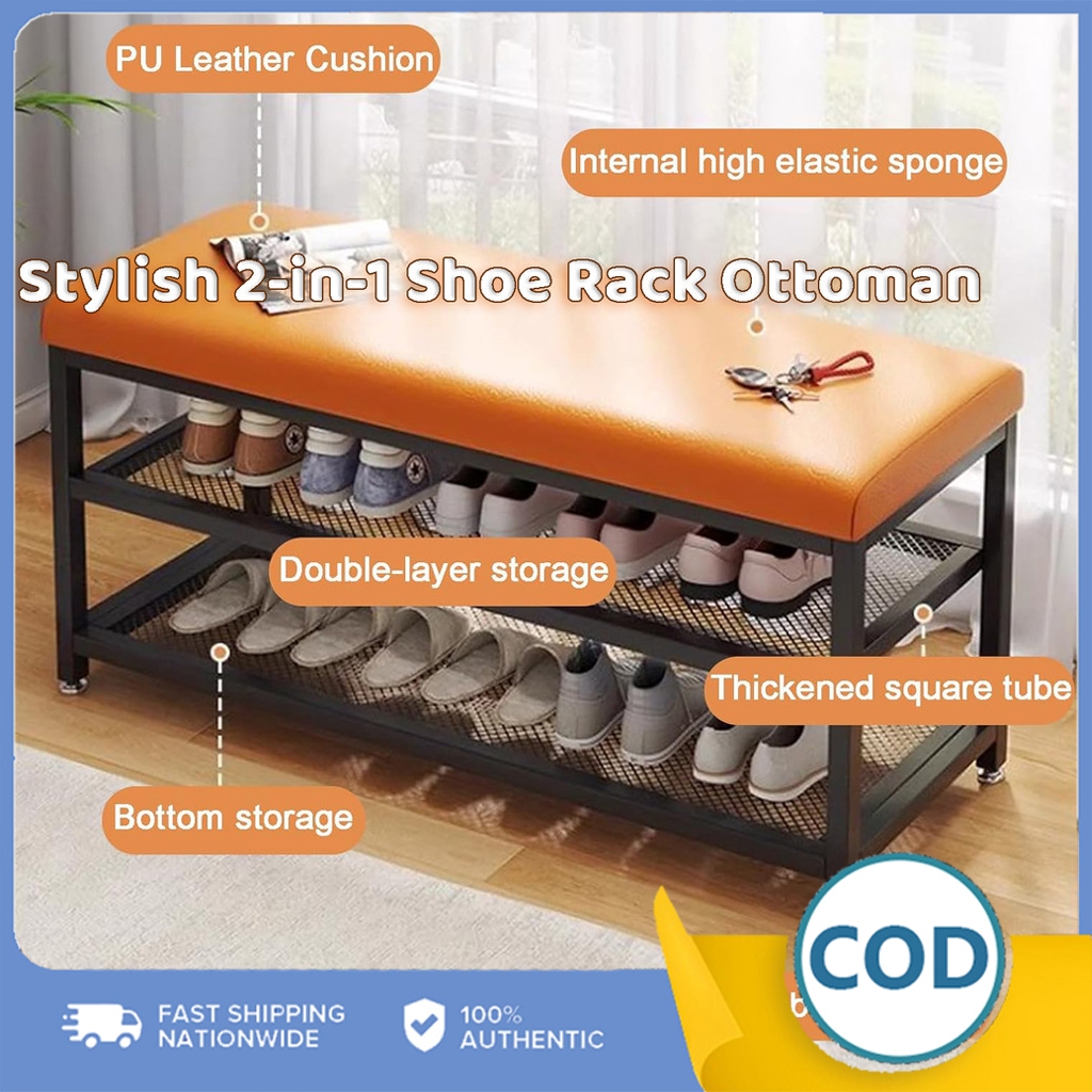 Shoe Stool Shoe Rack Stool Storage Modern Storage Stool Cushion ...