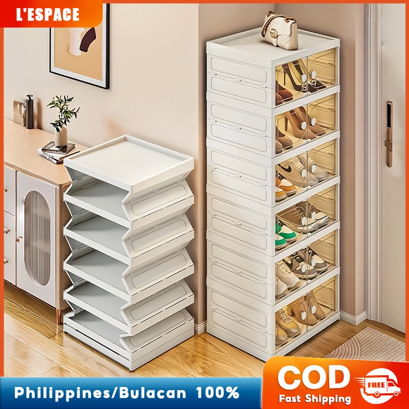 Transparent Foldable Shoe Box Shoe Rack Organizer Dust-Proof Stackable ...