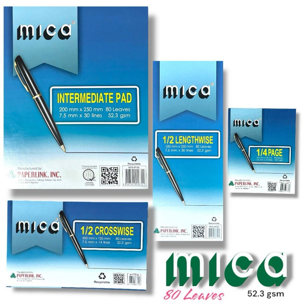 MICA Intermediate Pad Paper/Lengthwise/Crosswise/ 1/4 Page (80 Leaves ...