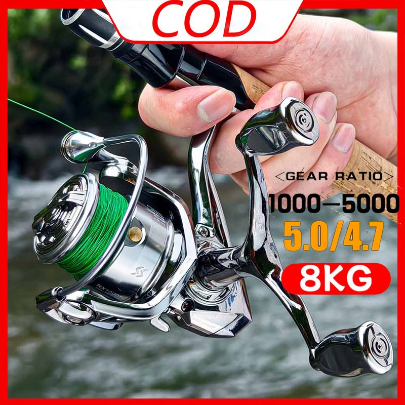 Sougayilang Spinning Fishing Reel Aluminium Spool Double Handle 5.0:1 ...