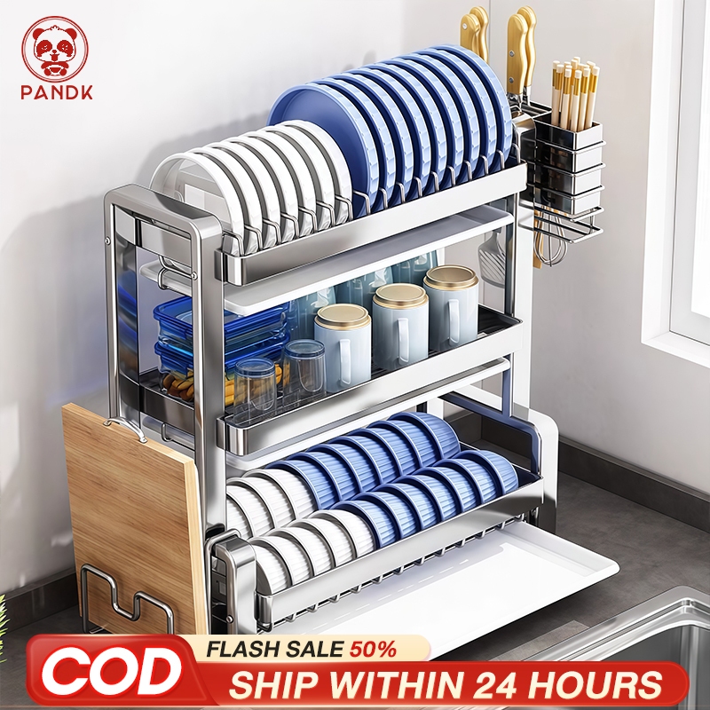 2/3 Layers Stainless Steel Dish Rack Dish Drainer Set Dish Drying Rack ...