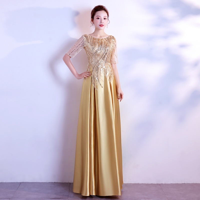 slim fit dress slacks Custom Oyemwen Gold Sequin High Slit Birthday Dress – Fashion Bomb Daily  Shop main image 1