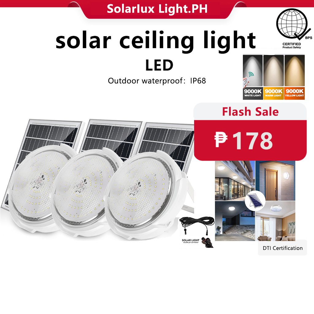 Solar ceiling light solar light outdoor waterproof 3 colors solar light ...