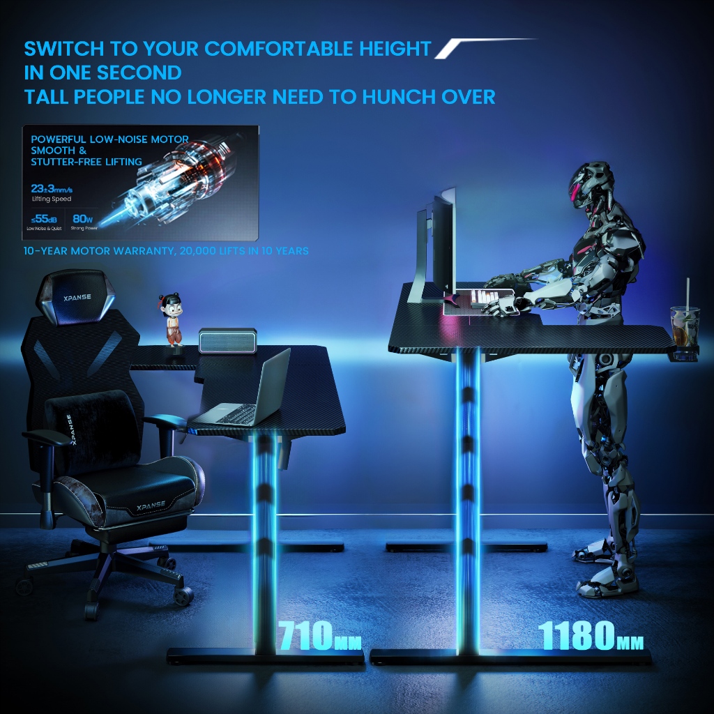 Xpanse Electric L-Shaped Office Table Corner Standing Computer Table ...