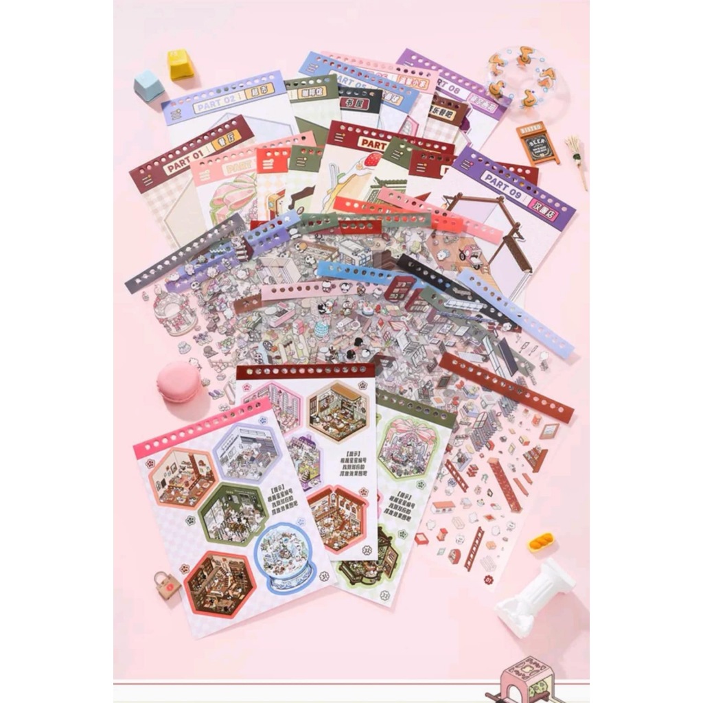 Lanscaping 15 scenes collection miniature stickers 3d stereo ...