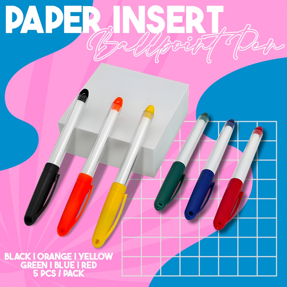 5pcs - Paper Insert Ballpoint Ballpen Pen for School and Office ...