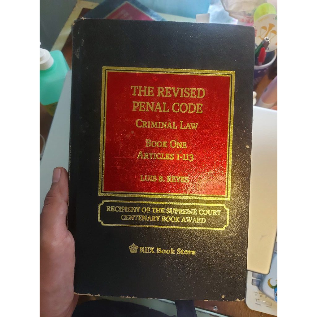 Revised Penal Code Book 1/2 - Luis Reyes - 2021 edition - Law Book ...
