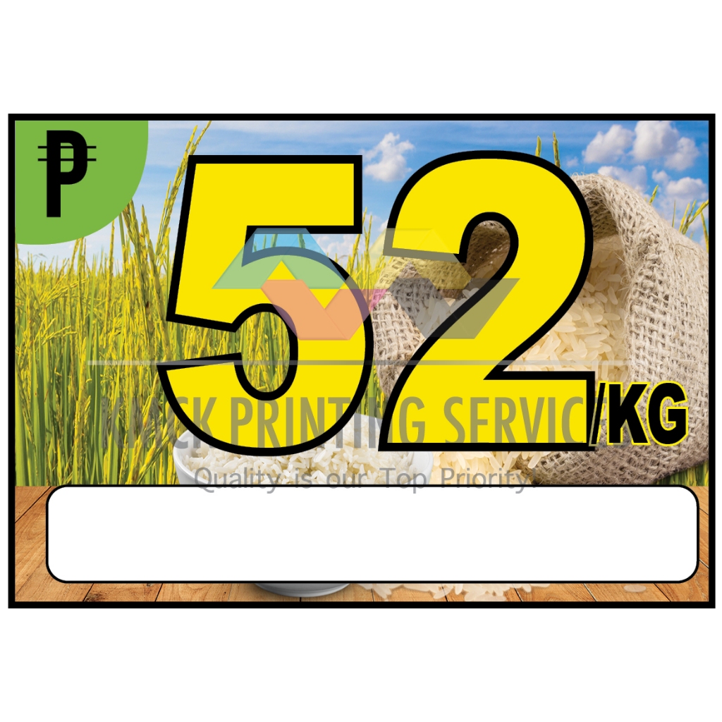 35 to 52 Presyo | Bigasan Signages | Rice Price Tag Signages | Shopee ...