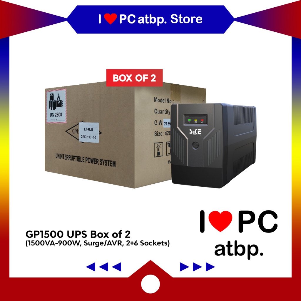 SKE GP1500 UPS 1500VA-900W Uninterruptible Power Supply Box of 2 (Surge ...