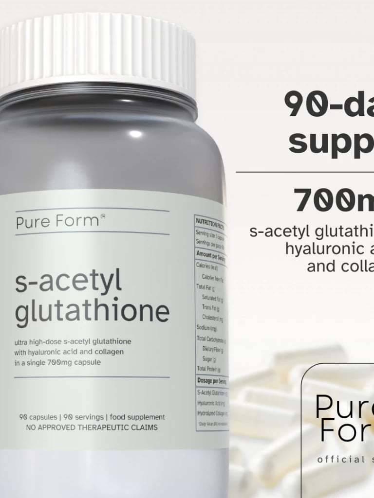 Pure Form S-Acetyl Glutathione 90 Capsules 700mg of Gluta + Hyaluronic Acid  + Collagen | Shopee Philippines