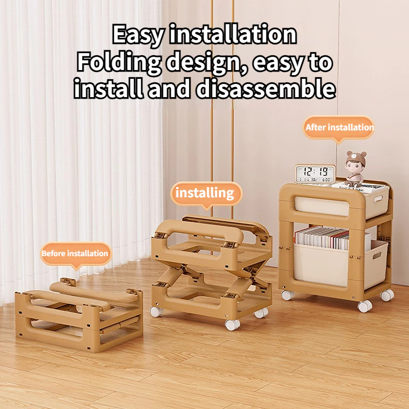 Mobile wheeled desk cabinet home backpack storage rack book rack ...
