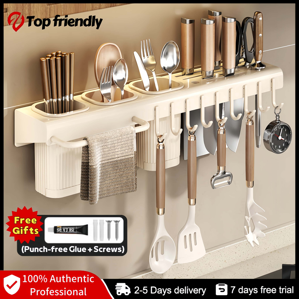 Knife Rack Wall Mount Organizer Holder Kitchen Cooking Utensils ...