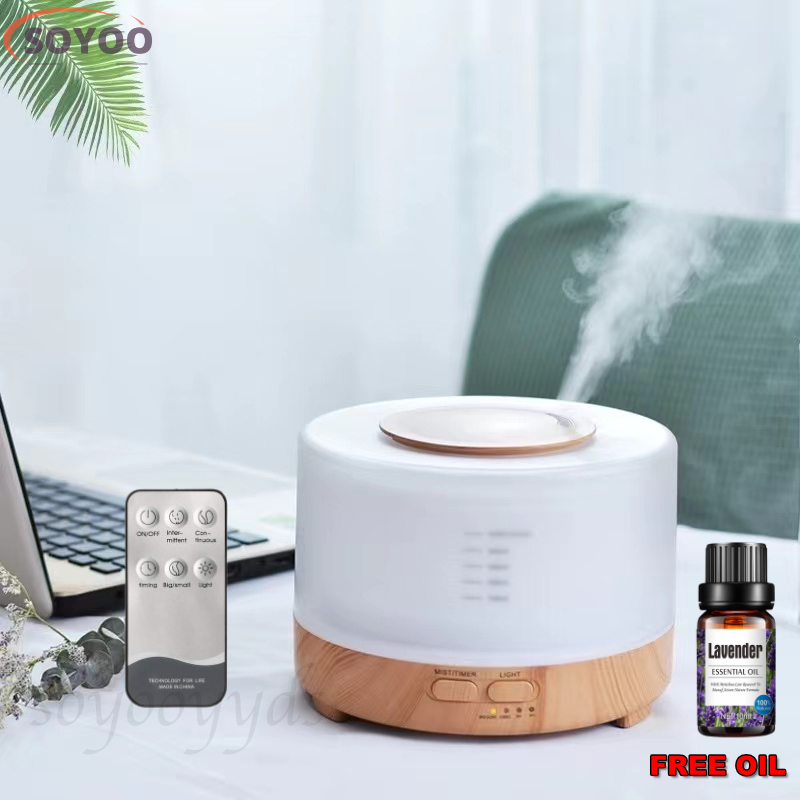 500mL Ultrasonic Aroma Diffuser – 7 LED Colors – Remote Control – USB Powered Humidifier-466822