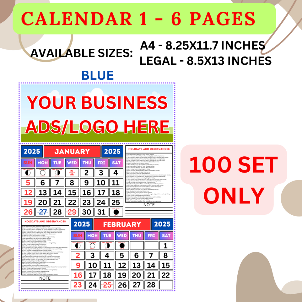 100 Sets 2025 Personalized Calendar ( 6 or 12 Pages) | Shopee Philippines