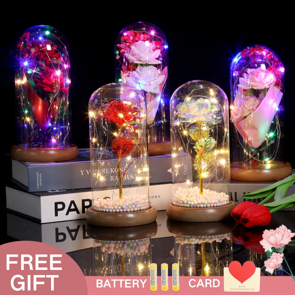 (Free battery）Galaxy rose with box Eternal rose with led light Rose ...