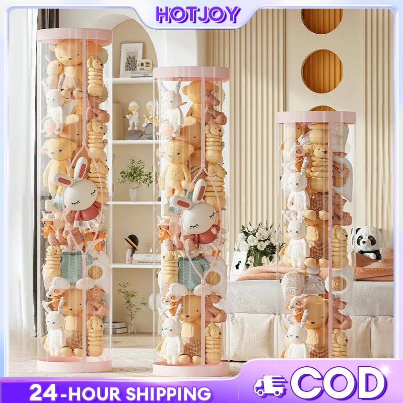 HOTJOY Transparent Doll Storage Bucket Cylindrical Stuff Plush Doll ...