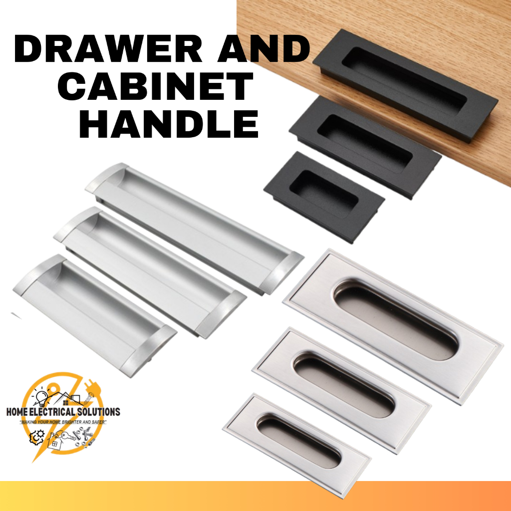 STAINLESS/Aluminum Alloy Embedded Cabinet Door Handle Hidden Silver ...