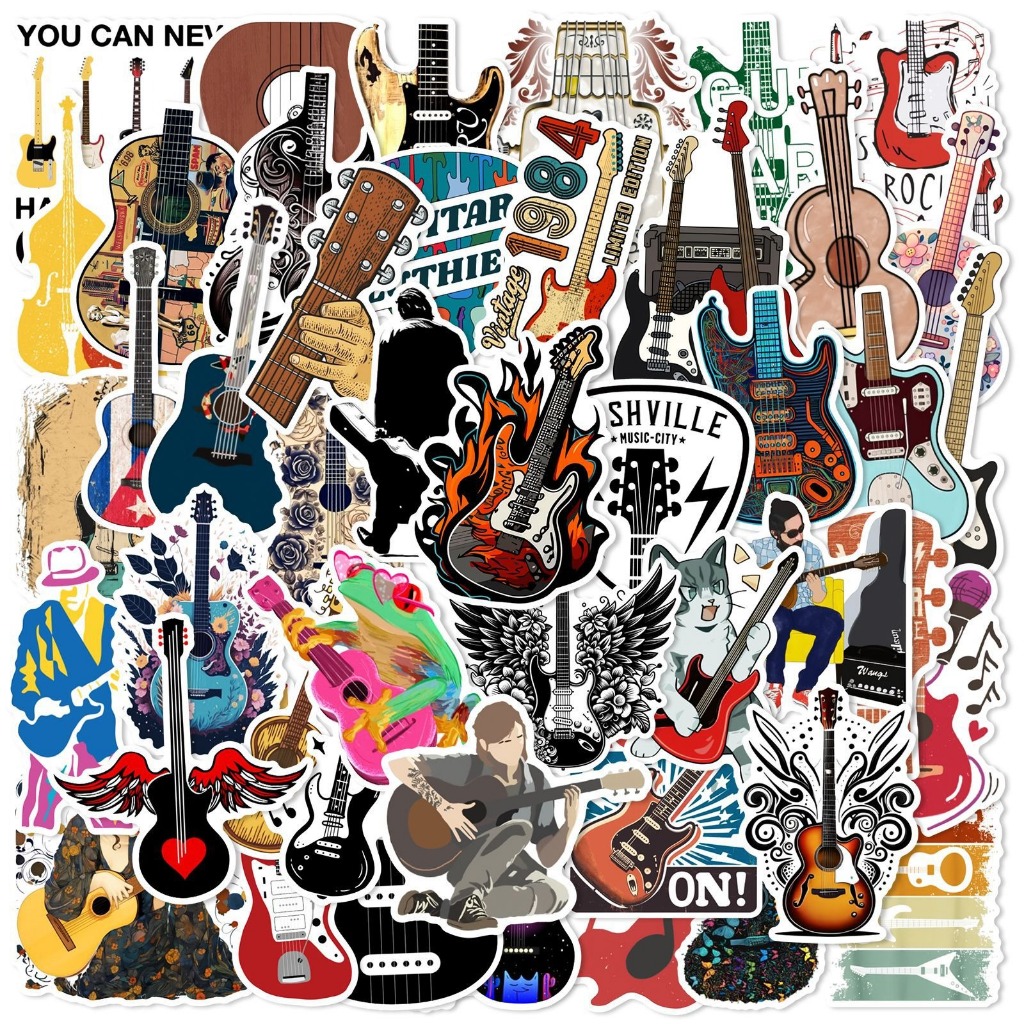 50pcs Guitar Instrument Graffiti Waterproof Stickers,L50-Guitar ...