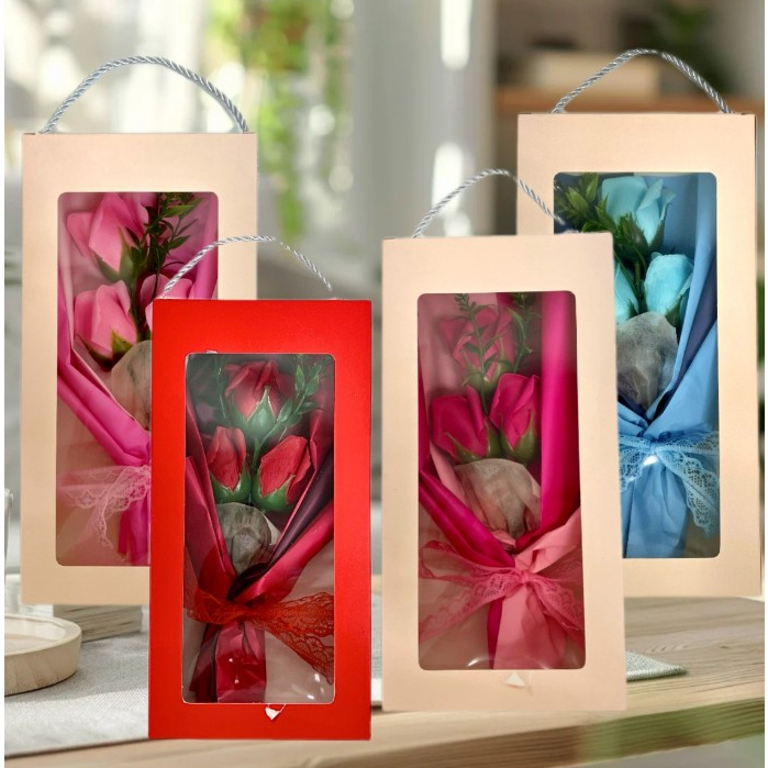 FS 3pcs Soap Roses Set with Gift Box Romantic Artificial Flower Bouquet ...