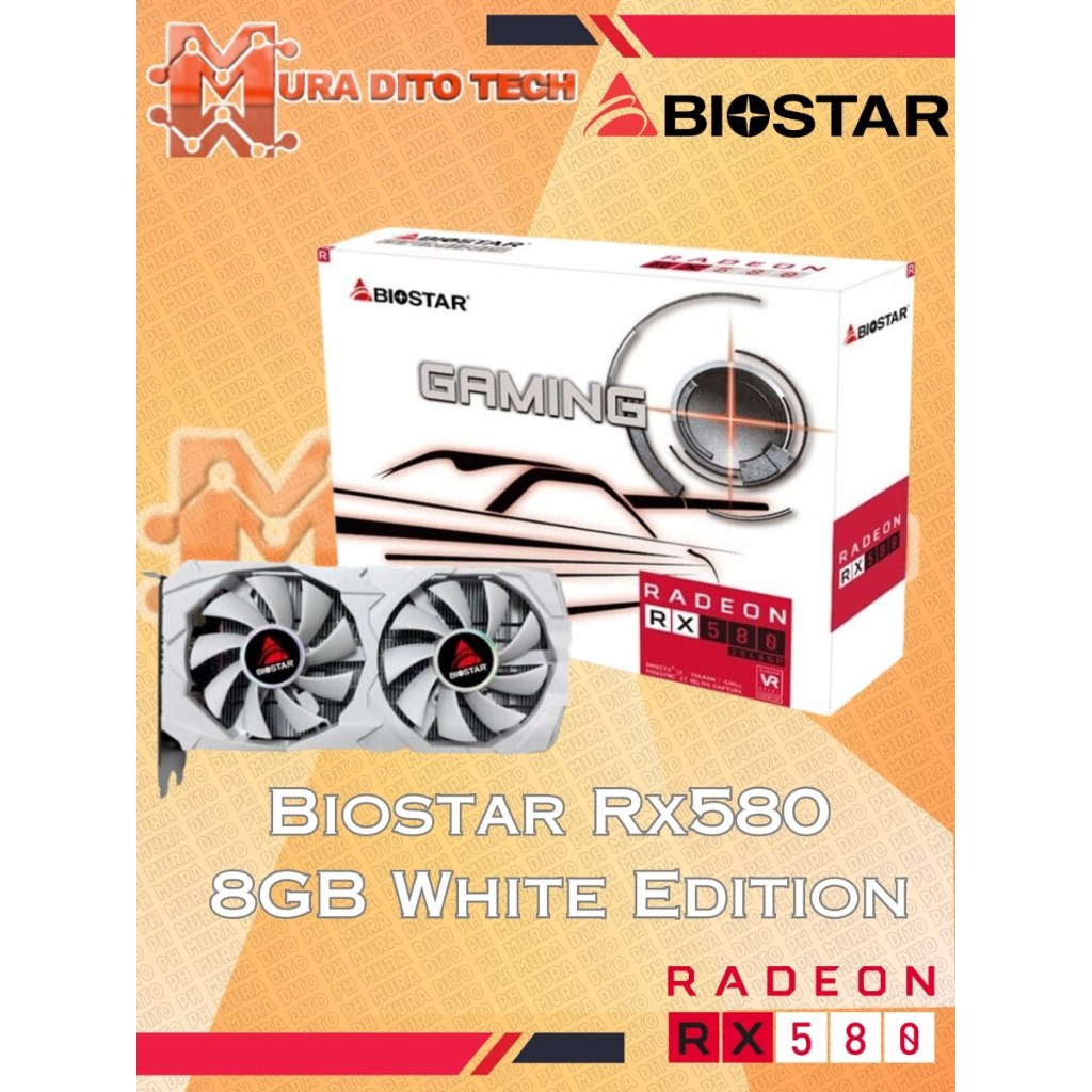 BRANDNEW BIOSTAR RX 580 8GB GPU -GDDR5 - WHITE EDITION | Shopee Philippines