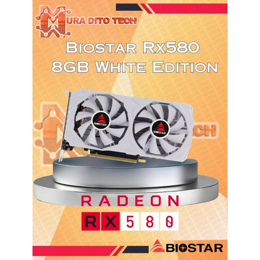 BRANDNEW BIOSTAR RX 580 8GB GPU -GDDR5 - WHITE EDITION | Shopee Philippines