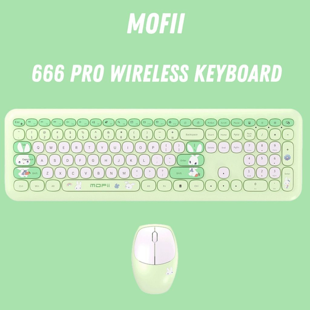 MOFII 666Pro wireless keyboard adorable rabbit design silent keyboard ...