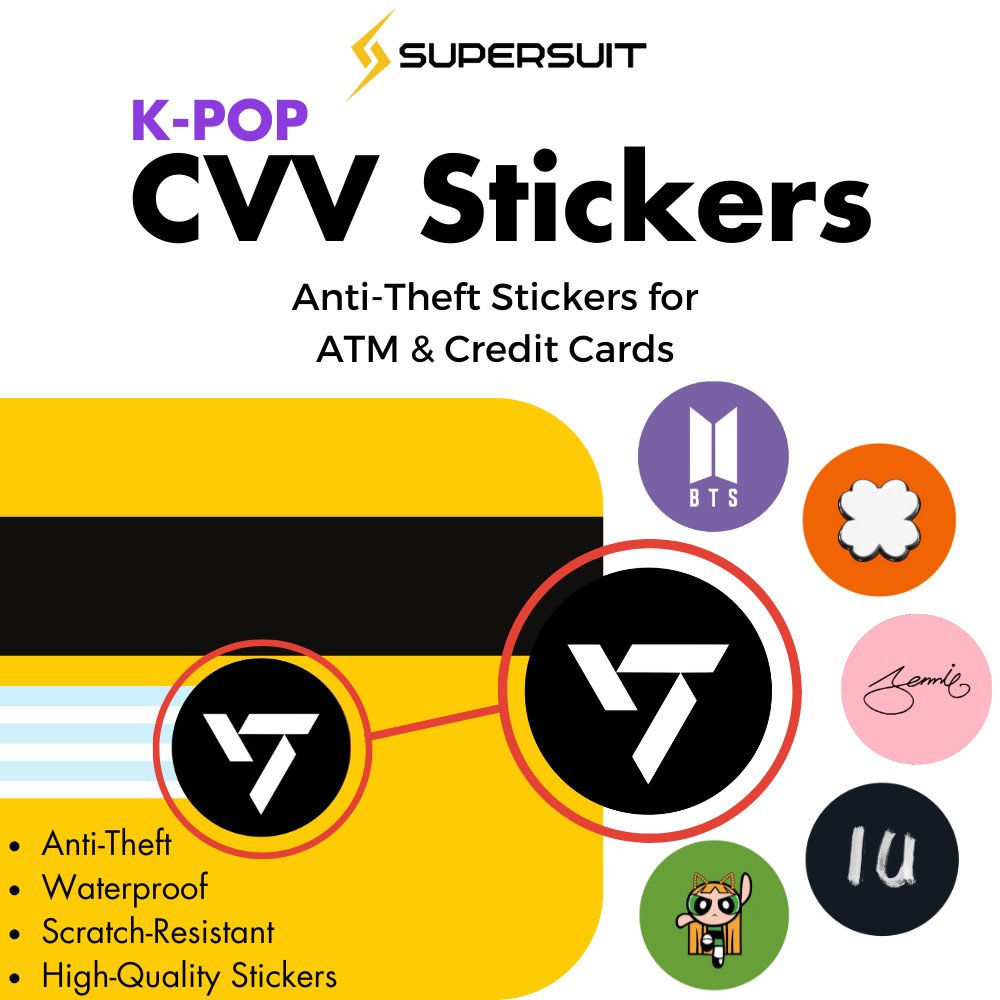 Supersuit K-pop CVV Stickers 4Pcs (Anti-Theft, Waterproof Stickers for ...