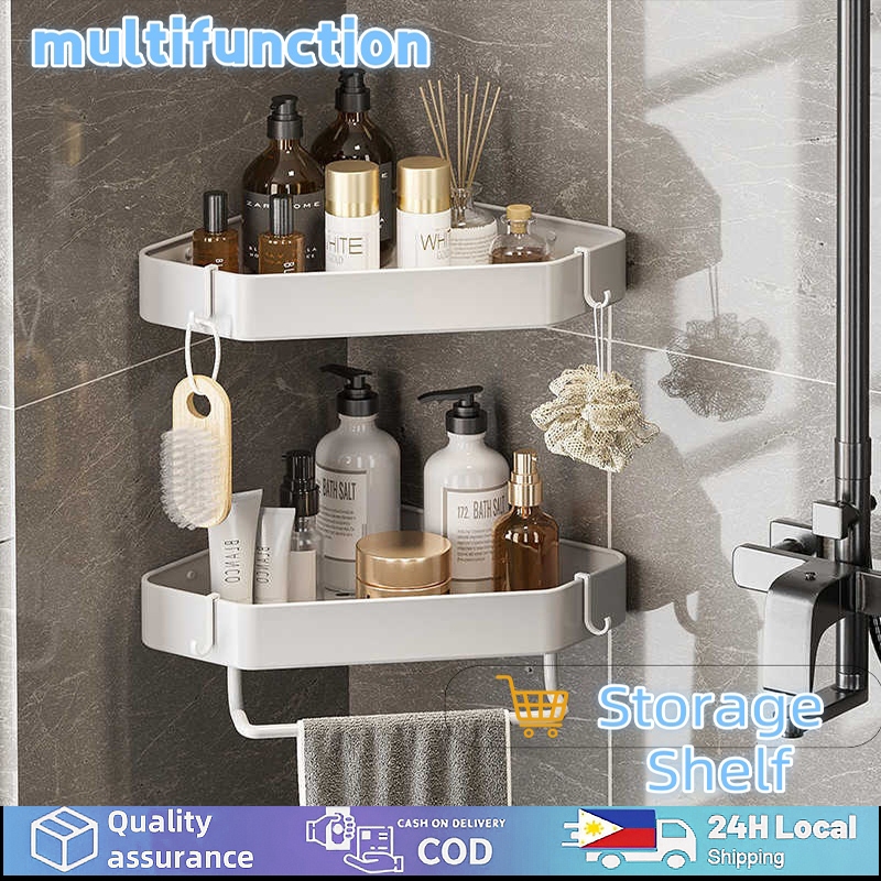 bathroom Organizer helf toilet storage rack corner mounted adhesive ...