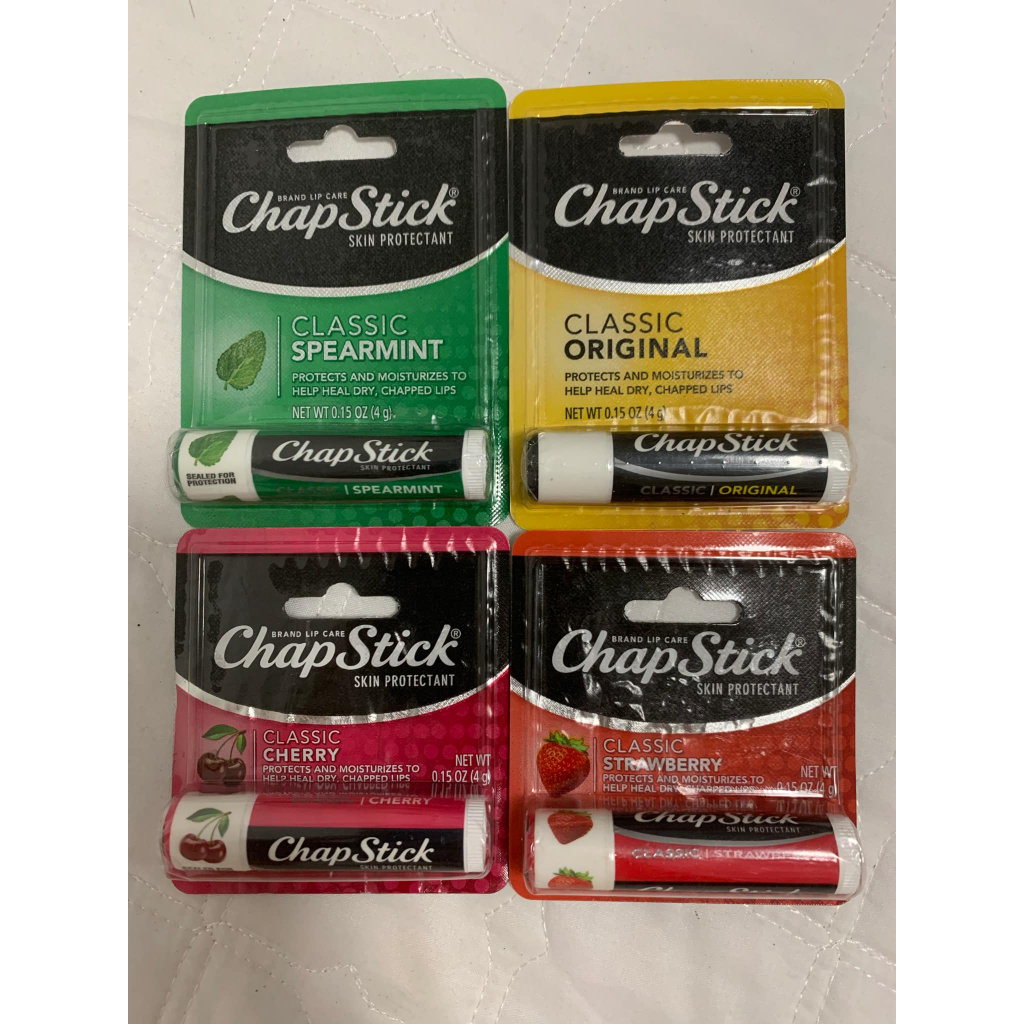 ChapStick Classic 3er Pack – Lippenpflege Mit Kirsch-, Erdbeer- & Minz-Geschmack