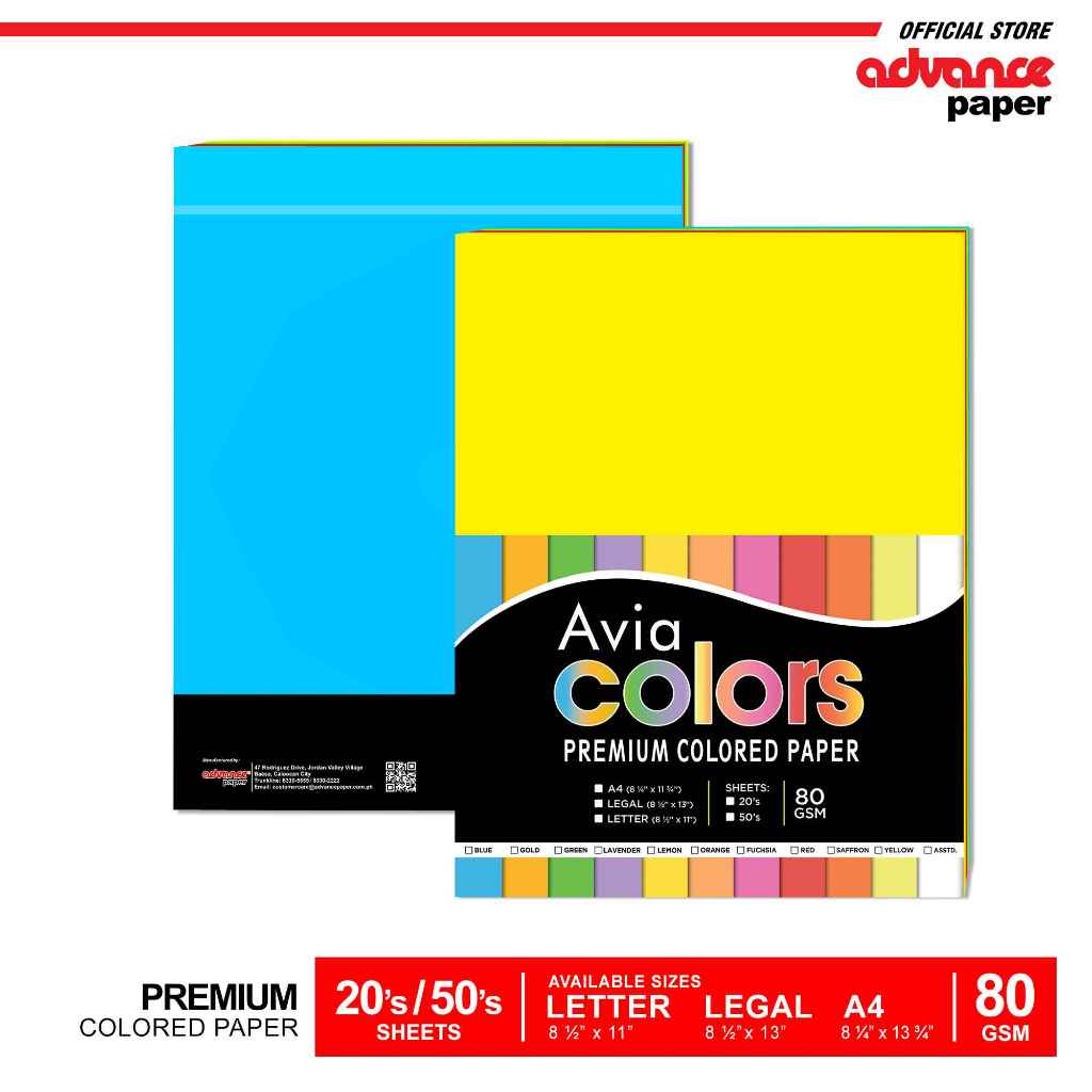 Avia Colors Bright Colored Paper Repack by 20's 50's | Shopee Philippines