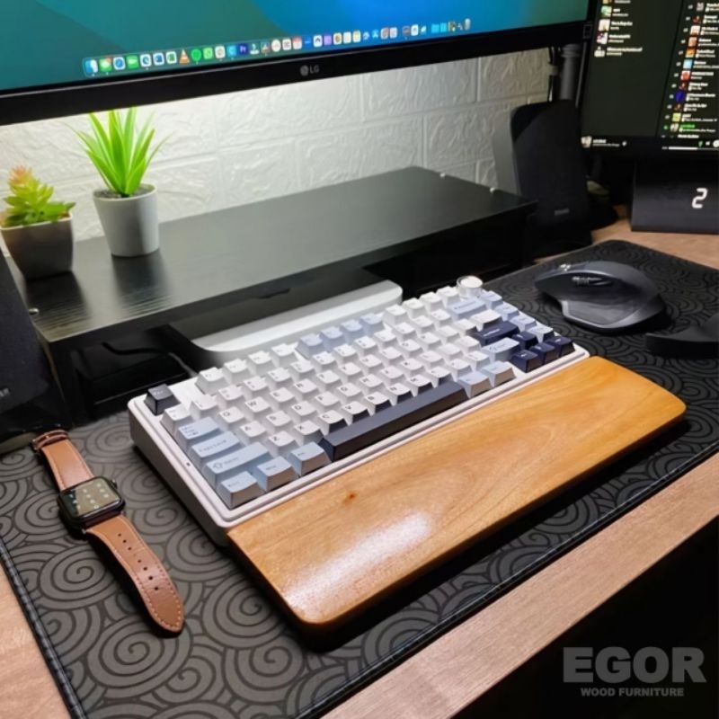 Solid Wood Keyboard Wrist Rest /Palm Rest with free anti slip rubber ...