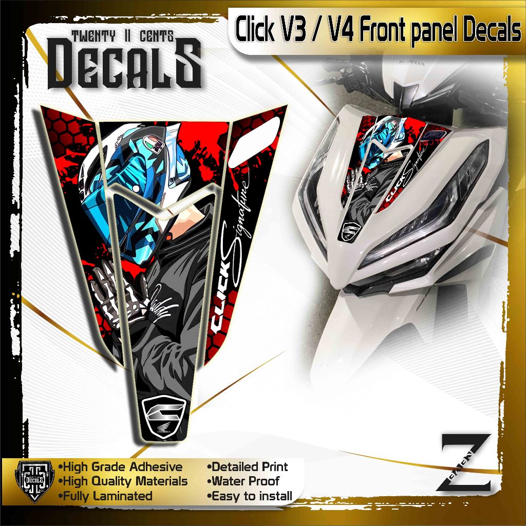 honda click V3 / V4 M front panel High-Quality Decals and Stickers ...