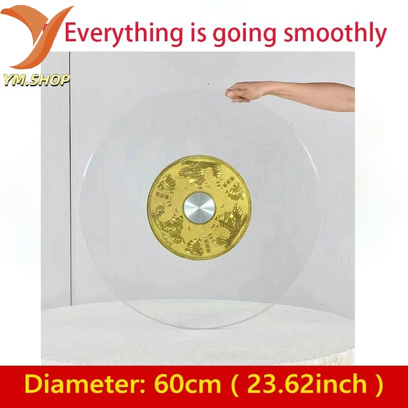 Tempered rotating glass table top with base Round dining turntab