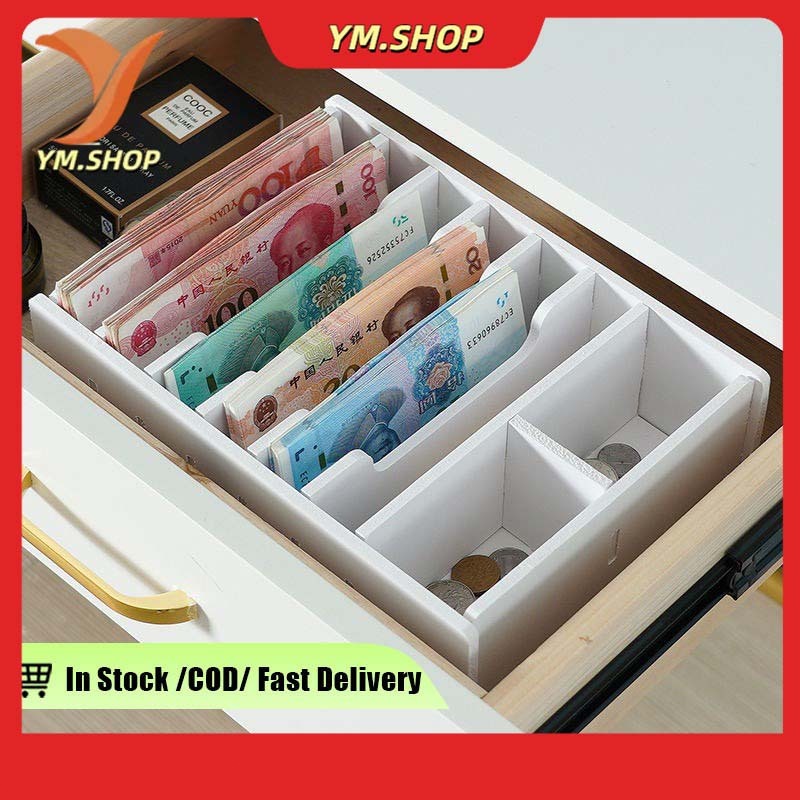 8-Grid PVC Money Organizer Box - Cashier Cash Drawer for Office ...