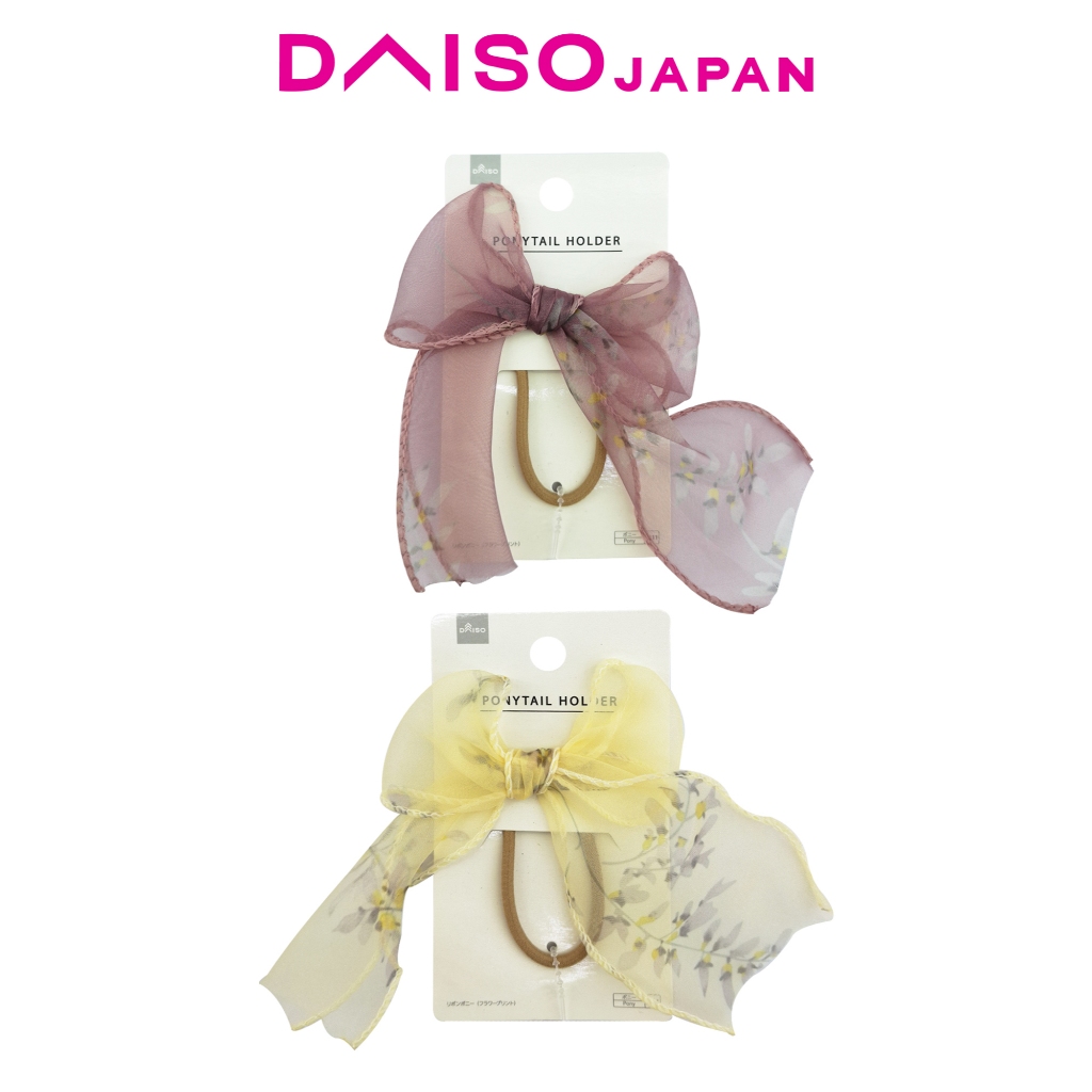 Daiso Mesh Ribbon Hair Ponytail Tie (Flower Print) | Shopee Philippines