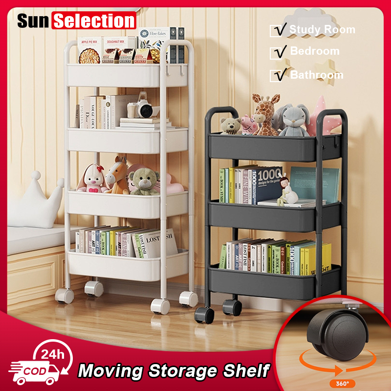 3/4/5 Layer Trolley Cart Organizer Moving Rack Storage Shelf with ...