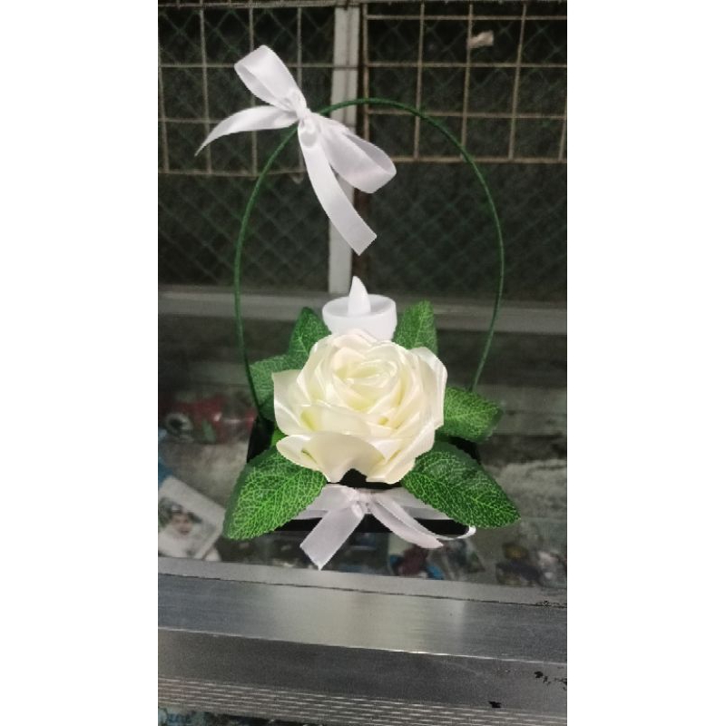 flower for undas solo rose with candle unique bouquet all souls day flower basket Shopee