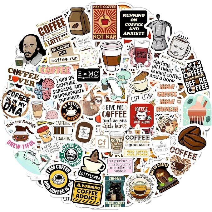 50pcs Coffee Quotes-Meme for Coffee Lovers Sticker Pack Waterproof ...