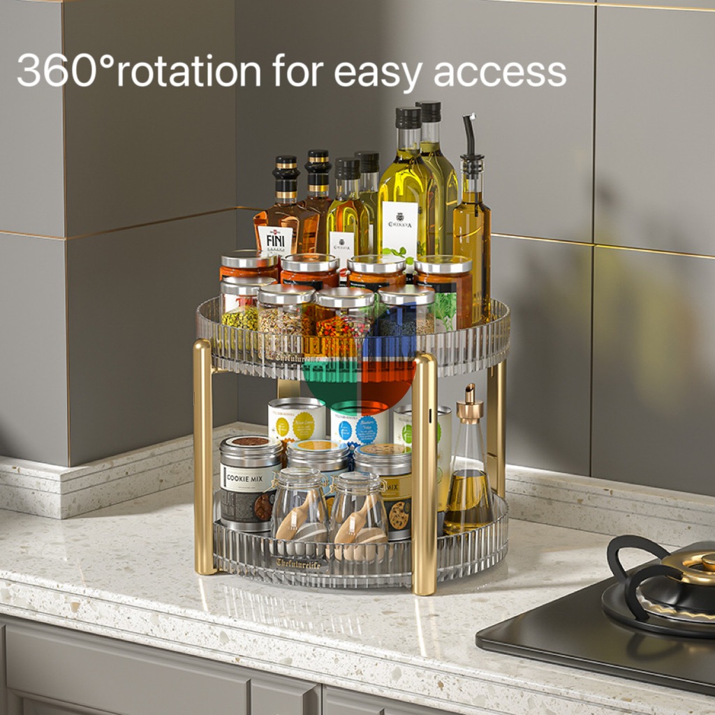 Luxury Transparent 360 2-tier Rotating Acrylic Organizer Spice Rack ...
