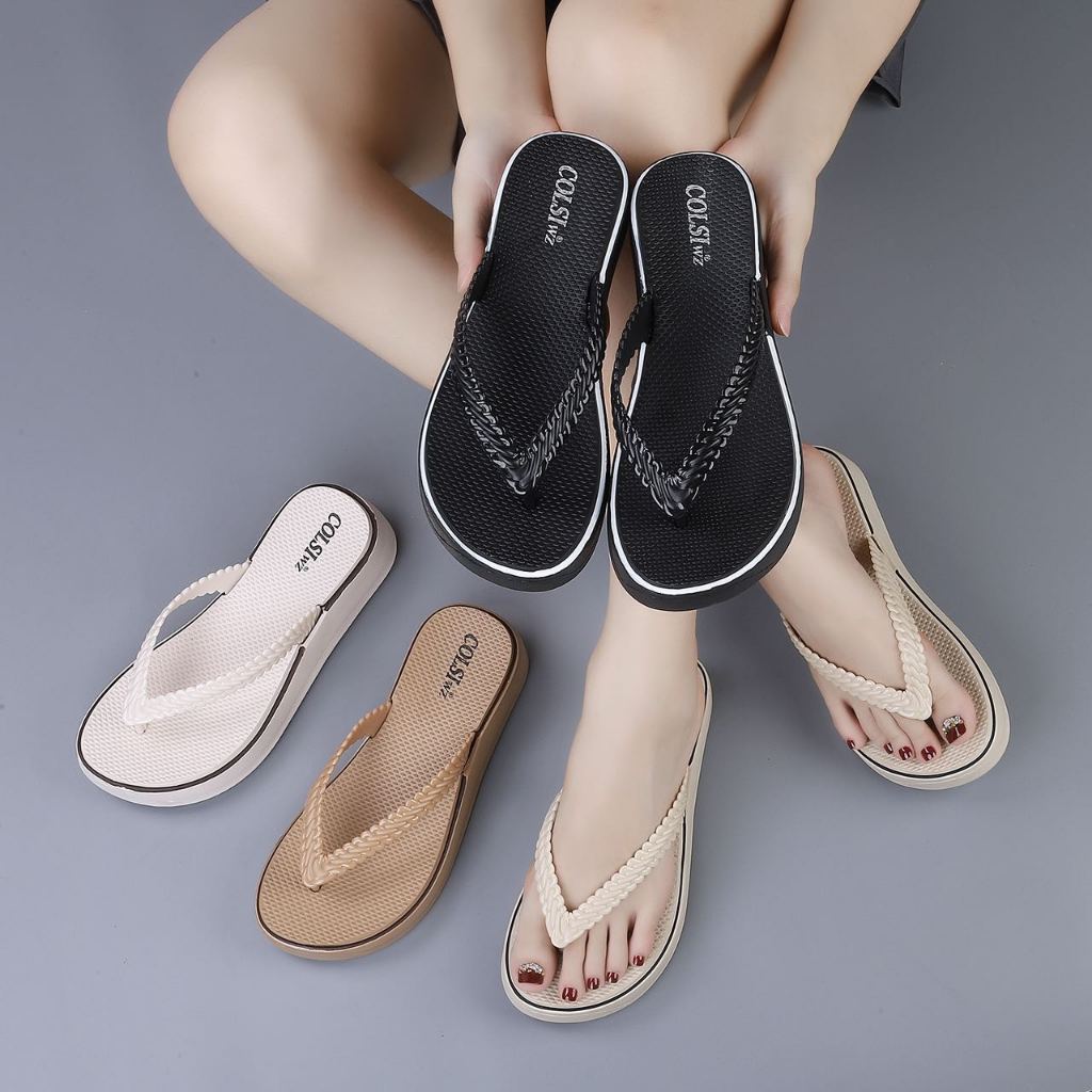 summer simple fashion women flip flops comfortable semi high slip on ...