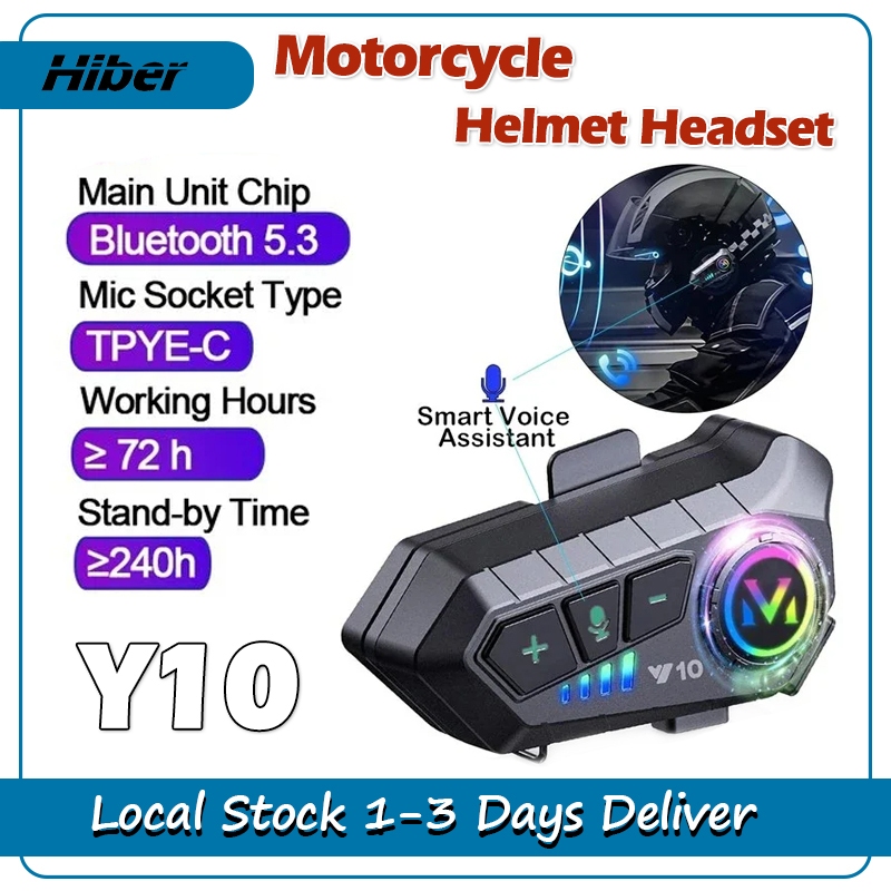 Y10 Motorcycle Helmet Headset Bluetooth 5.3 Voice Contro Wireless Hands