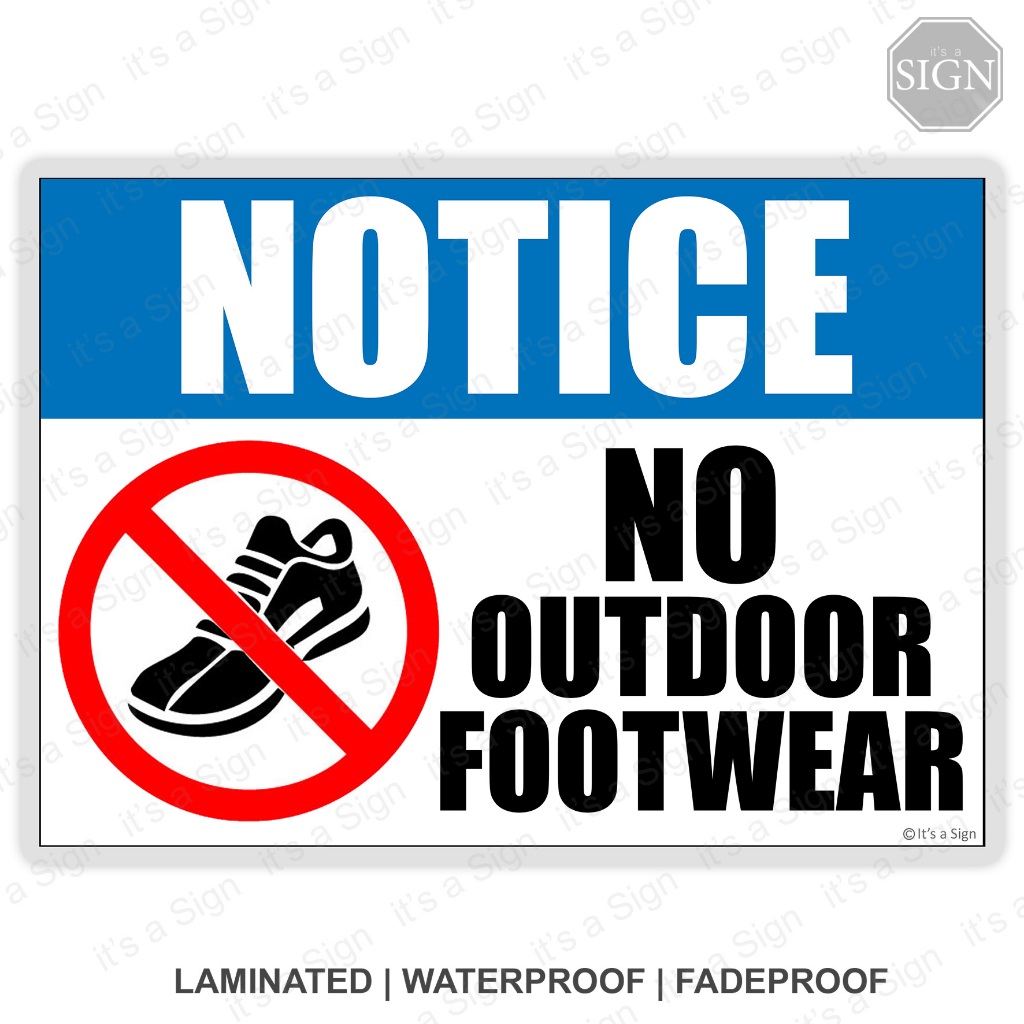 No Outdoor Footwear Sapatos Sign - Laminated Signage - A4 Size | Shopee ...