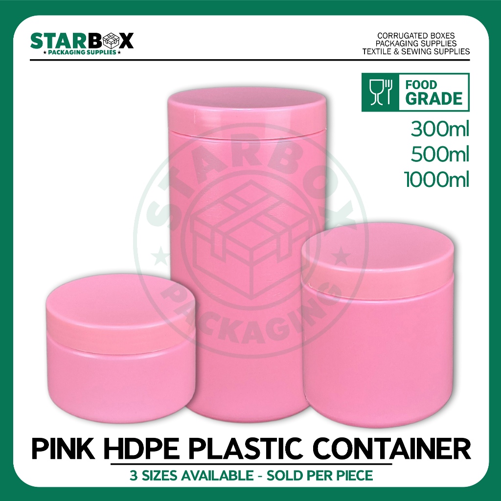 Starbox HDPE Plastic Container Canister Pink Canister 1000ml 500ml ...
