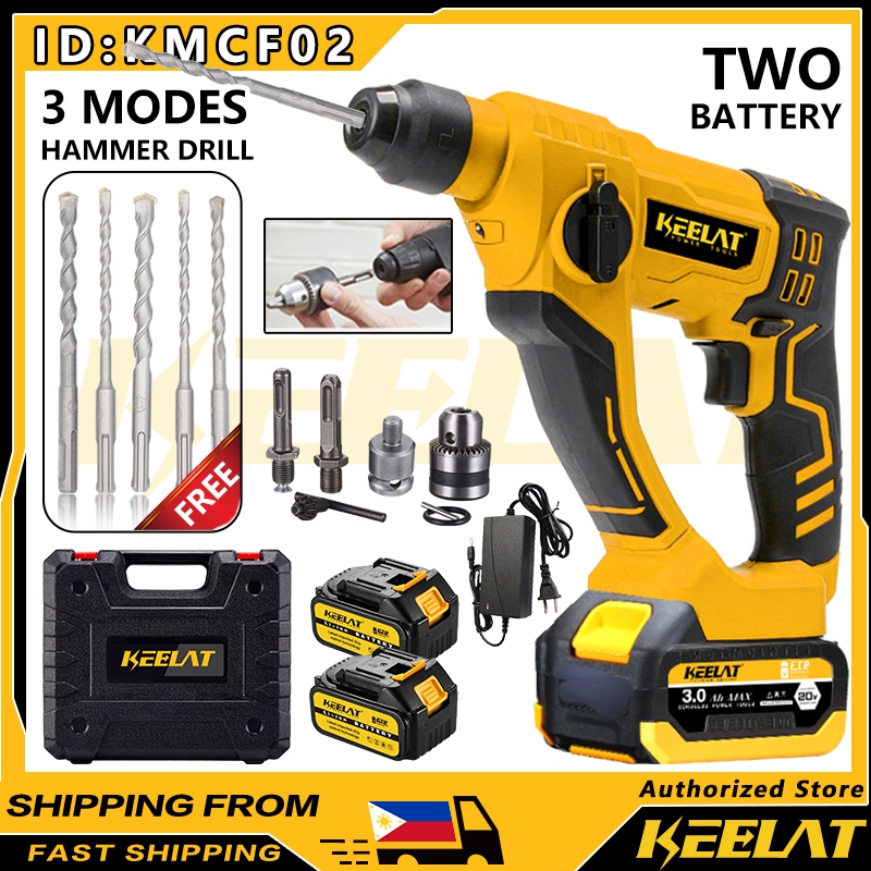 KEELAT KWHD003 Cordless Rotary Impact Hammer Drill 3 Model Heavy Duty ...
