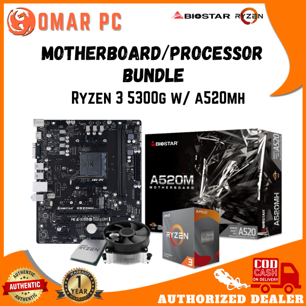 BRANDNEW RYZEN 3 5300G TRAY TYPE PROCESSOR & BIOSTAR A520MH AM4 SOCKET ...