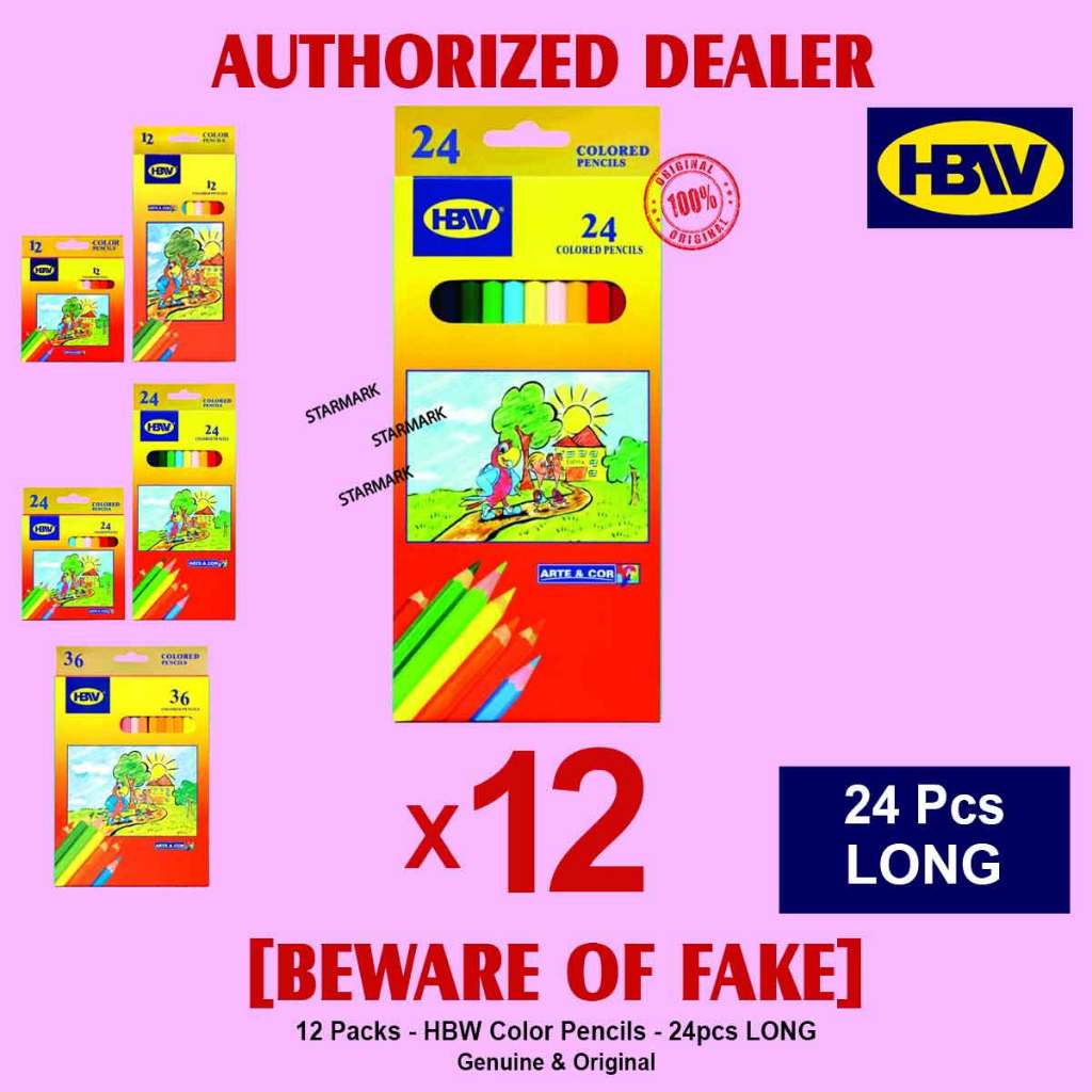 HBW Color Pencil Pencils 24pcs LONG # 61141 Authentic - 12 Packs ...