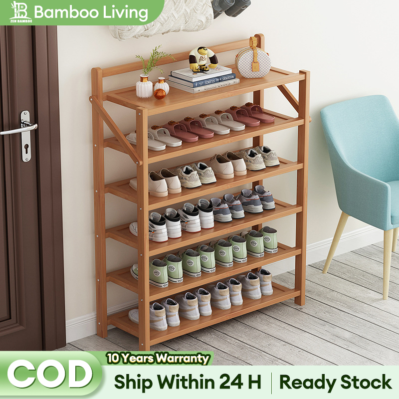 Bamboo Fold Shoe Rack Organizer 30+Pair Of Shoes Portable Wooden Shoe ...
